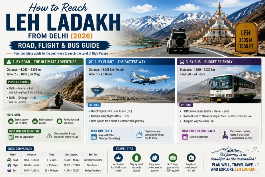 How to Reach Leh Ladakh from Delhi