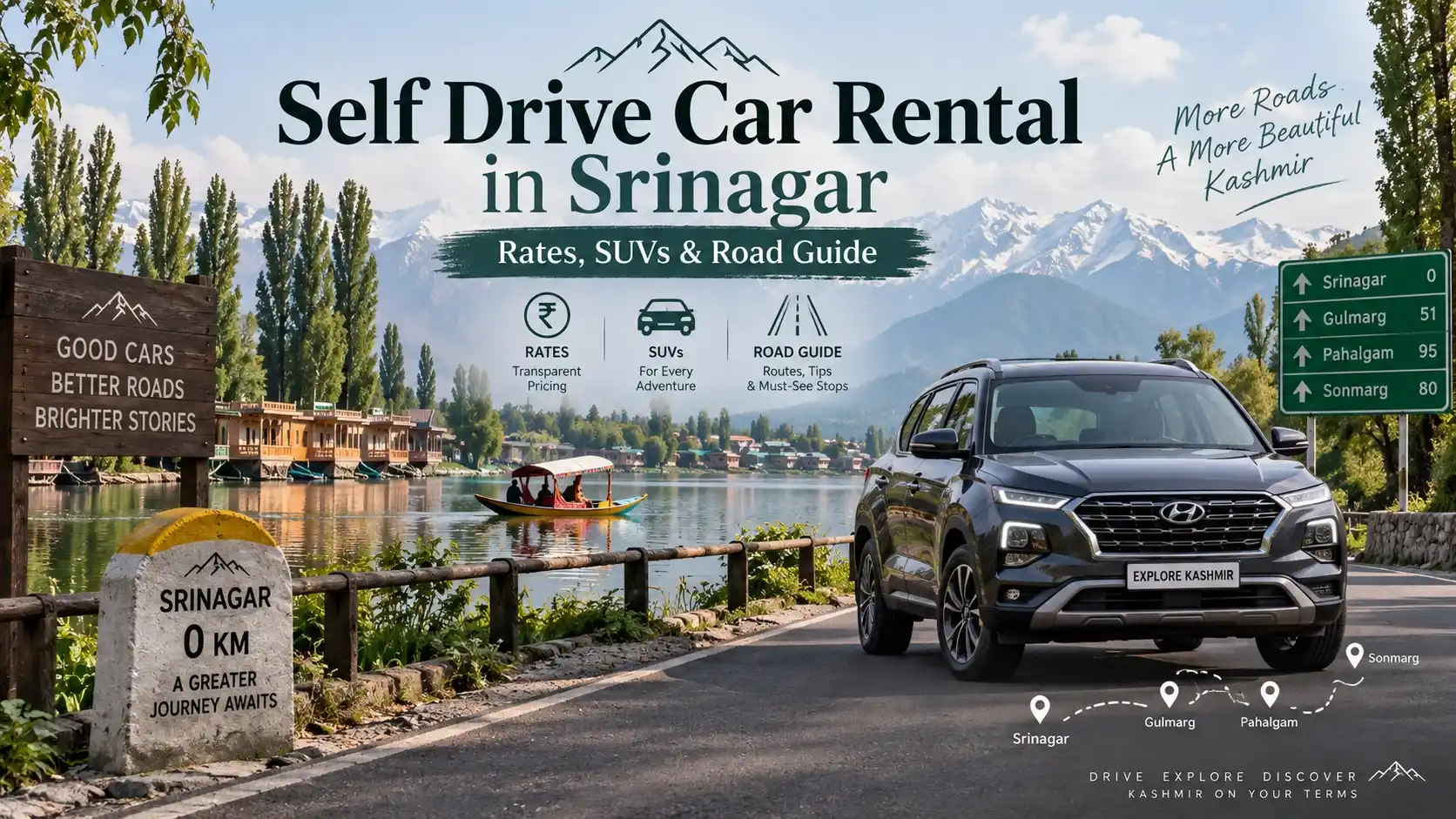 Self Drive Car Rental in Srinagar: Rates, SUVs & Road Guide